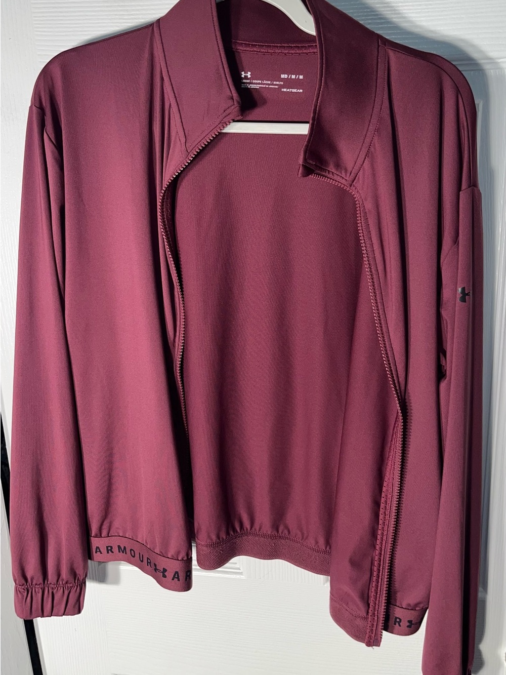Under Armour Women's Size Medium M Burgundy Full-Zip Bomber Jacket Polyester